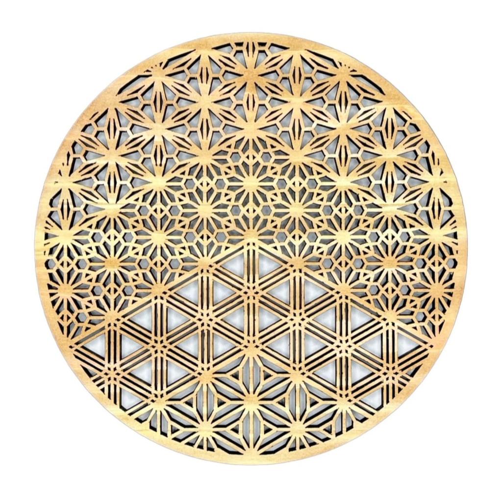 Asunaro Wooden Trivet, Round Shape, Mountain Design, Made In Japan, Domestic Chizu Cedar, Waterproof Pot Mat