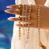 Uworld Simple Classic 18K Gold Color Plated Stainless Steel Smooth Pentagram Bracelet Zircon Heart Bracelet Women's Jewelry Part