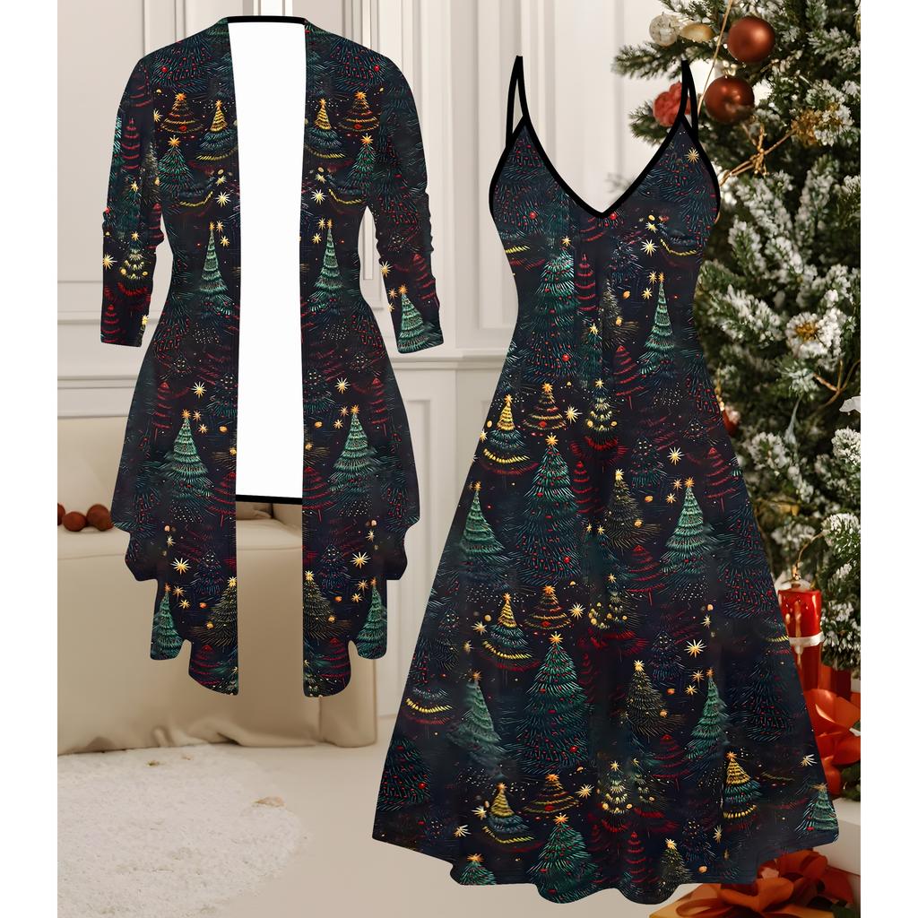 3D Christmas Printed Set Dress Coat for Valentine's Day, Eccentric Classical Totem Fashion Print,suitable for Various Scene Fashion Styles