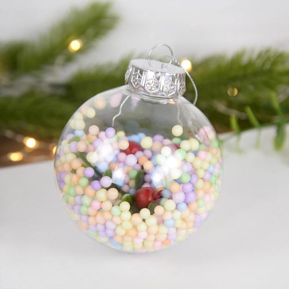 6Pcs PET Clear Plastic Christmas Ball Fillable Plastic Bauble Xmas Tree Hanging Ornaments  Wedding