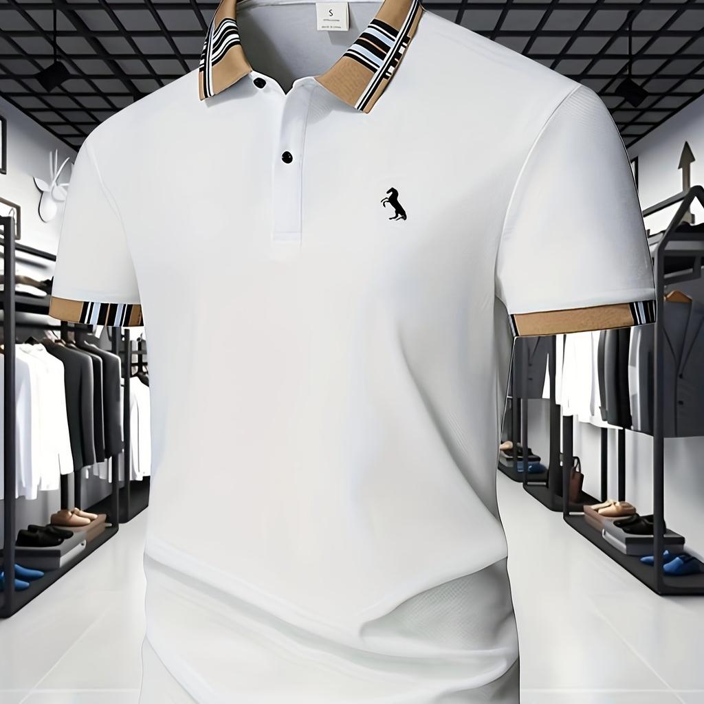 Men's Outdoor Golf Print T-shirt, Simple and Fashionable Shirt, Hot Selling Business Casual, Breathable Short Sleeve Collar Clothing