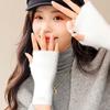 Winter Knitted Driving  Half Finger Gloves Faux Mink Wrist Arm Warmer Women Mittens