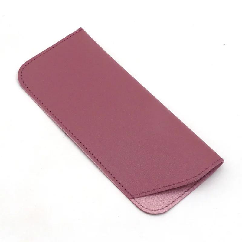 Custodia per occhiali da sole in pelle di colore puro Custodia per occhiali da lettura Custodia morbida in pelle PU Borsa per occhiali Tasca protettiva per occhiali