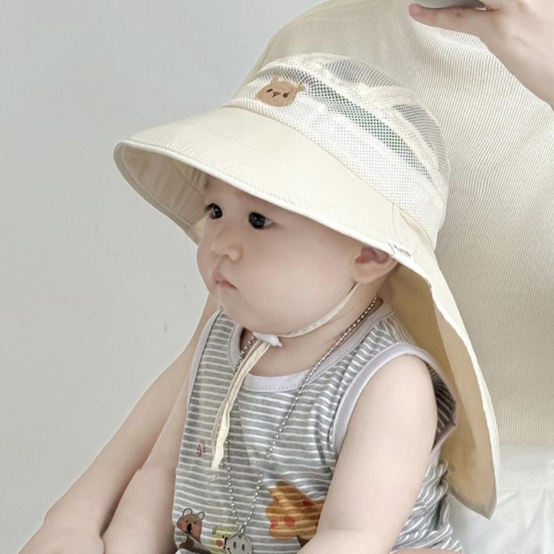 Baby Fisherman Hat Quick Drying Kids Mesh Bucket Hat Toddler Sun Protective Fisherman Hat Neck Flap Hat Child Accessory