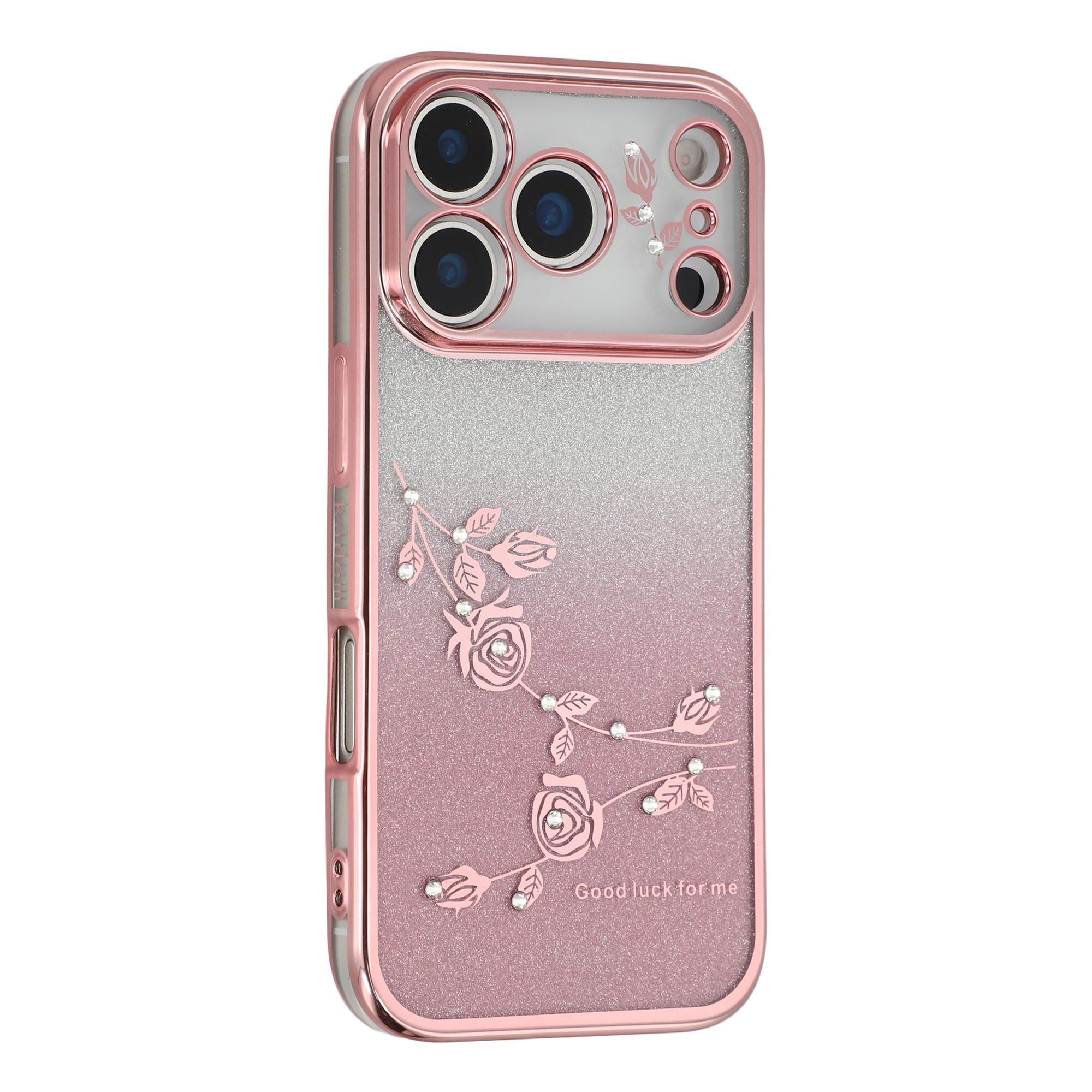 

KADEM For iPhone 17 Pro Max Case Flower TPU Flexible Gradient Phone Cover Rose Gold