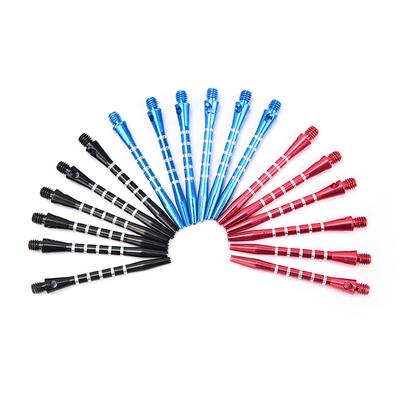12Pcs Aluminum Alloy Darts Shafts; 53Mm Shafts Black Blue Red Colors 2Ba Thread