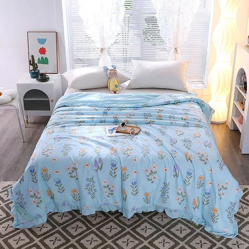 Summer Quilts Thin Air Confitioning Comforter Skin-friendly Home Office Nap Thin Blanket Quilted Bedspreads for Adults Kids