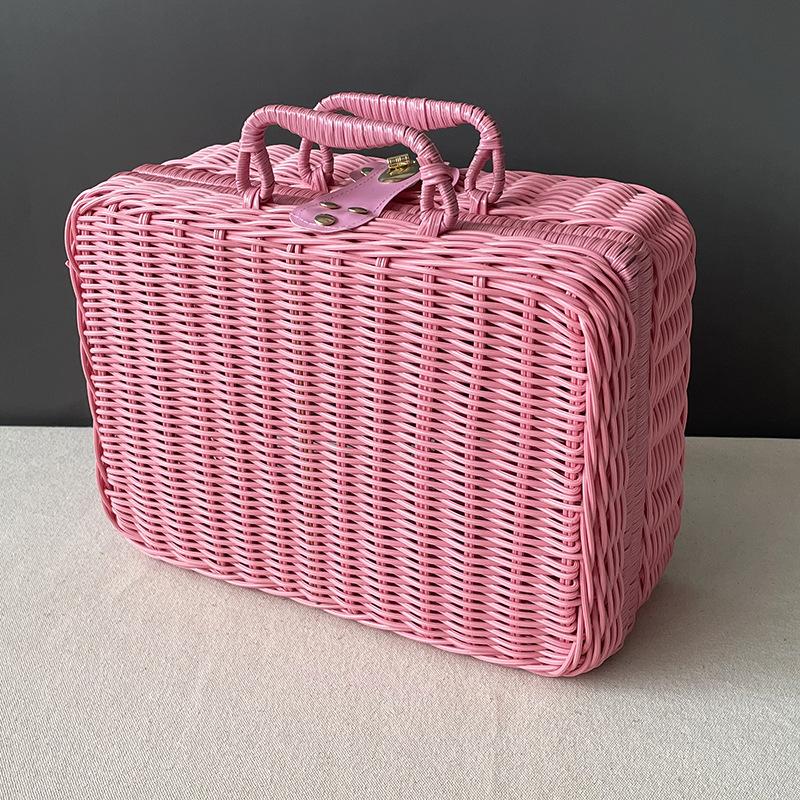 Vine Decoration Box Hand Gift Box Suitcase Woven Gift Box Storage Box Children's Outdoor Retro Photography Props Storage Box