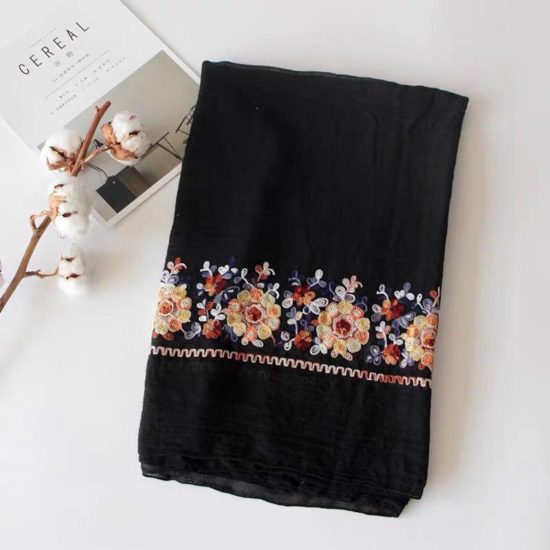 Spring and Summer Embroidered Ethnic Style Scarf Northwest Teaka Salt Lake Shawl Women's Dual-purpose Silk Scarf