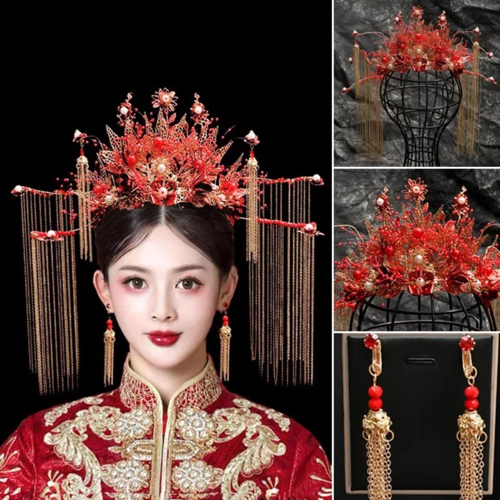 Long Tassels Bridal Headwear Sparkling Phoenix Crown Fashion Crown Hair Clip  Wedding