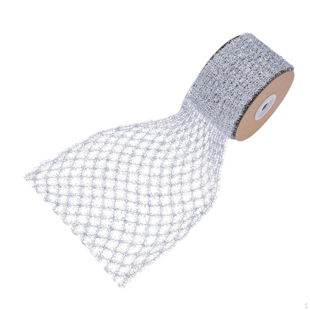 1 Roll Christmas Ribbon Mesh for Making Bows, Flower Bouquets, Wreaths, Garlands