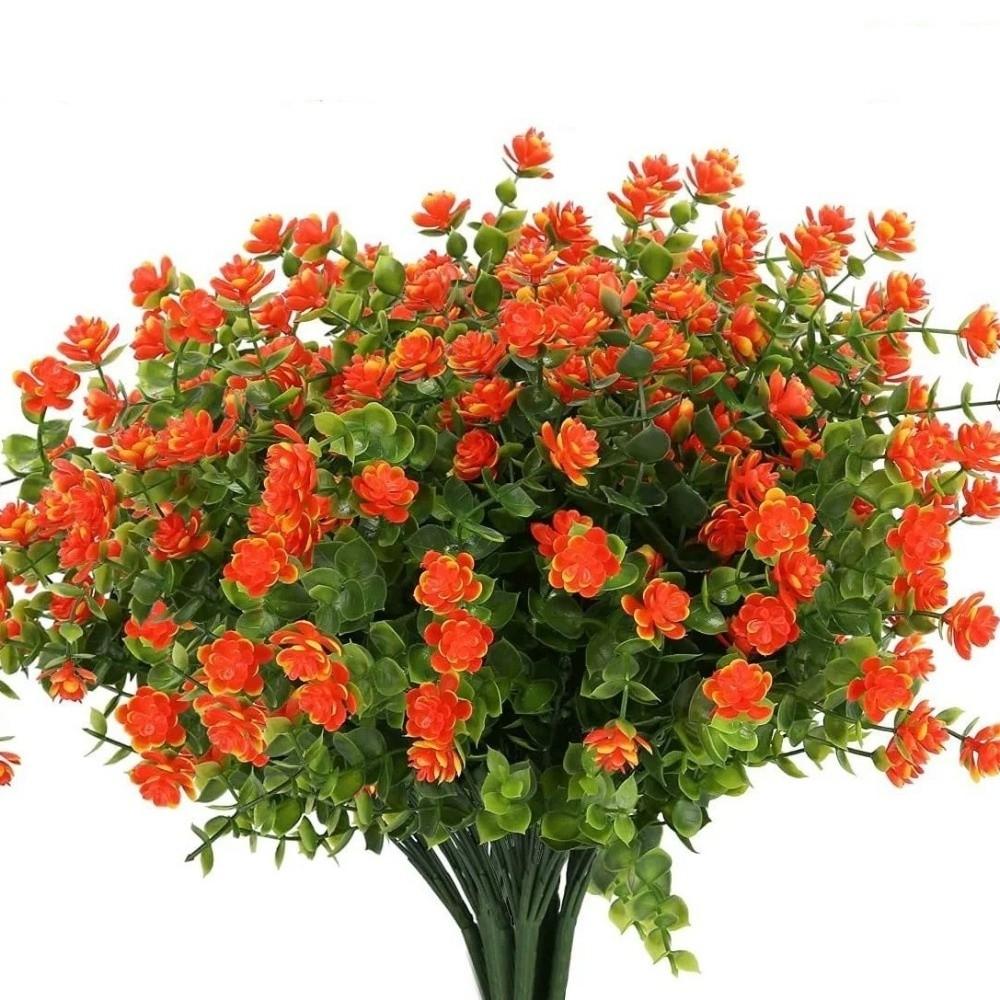12pcs Artificial Eucalyptus Camellia Flower UV Resistant Party Supplies Fake Flowers Plastic Floral Bouquets DIY Accessories