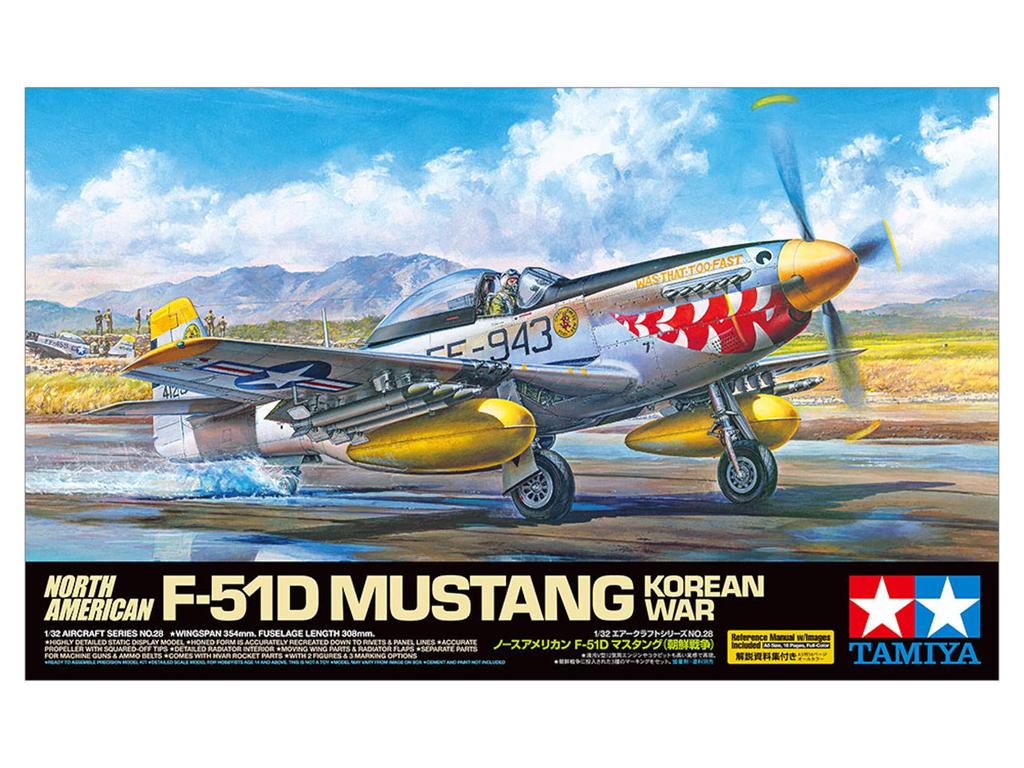 Tamiya Aircraft Series 28 North American Mustang Plastic Model Kit 60328 1/32 No. F-51D (Korean War)