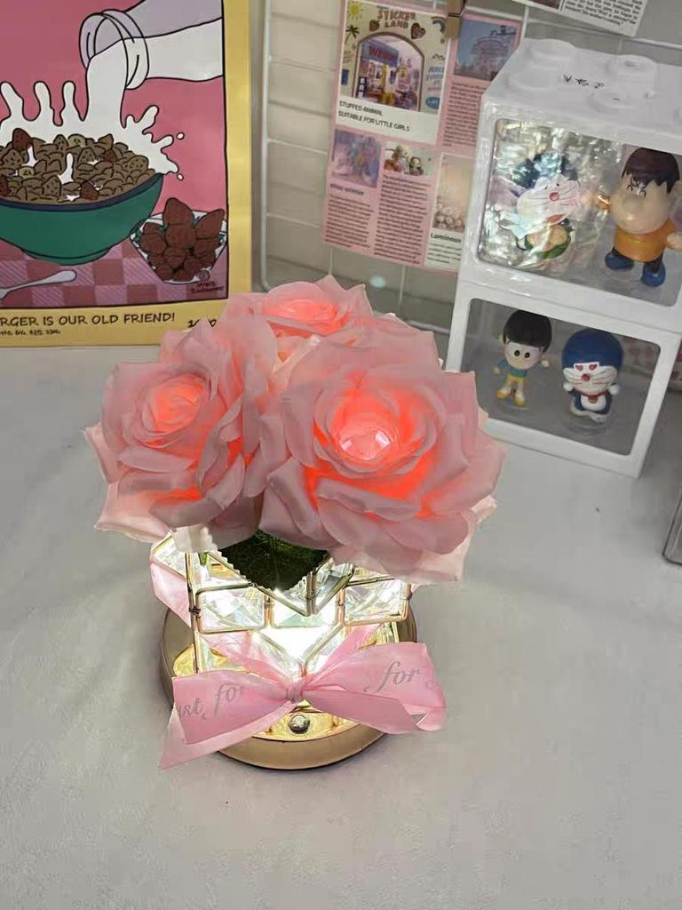 Romantic Rose Cube Table Lamp - Perfect for Birthdays, Qixi, or Valentine's Day