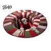 Holiday Party Floor Covering Round Christmas Rug, 39" Imitation Cashmere Santa Snowflake Pattern, Pattern Rug Area for Home Living Room Bedroom Decor