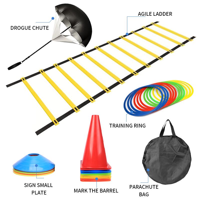 Outdoor Speed Agility Training Kit Football Training Kit Agility Ladder Logo Discs Resistance Umbrella Logo Bucket Jumping Hoop