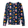 Women's Casual Fashion Long Sleeve Standing Collar Single Breasted Christmas Print Workwear Jacket Tops