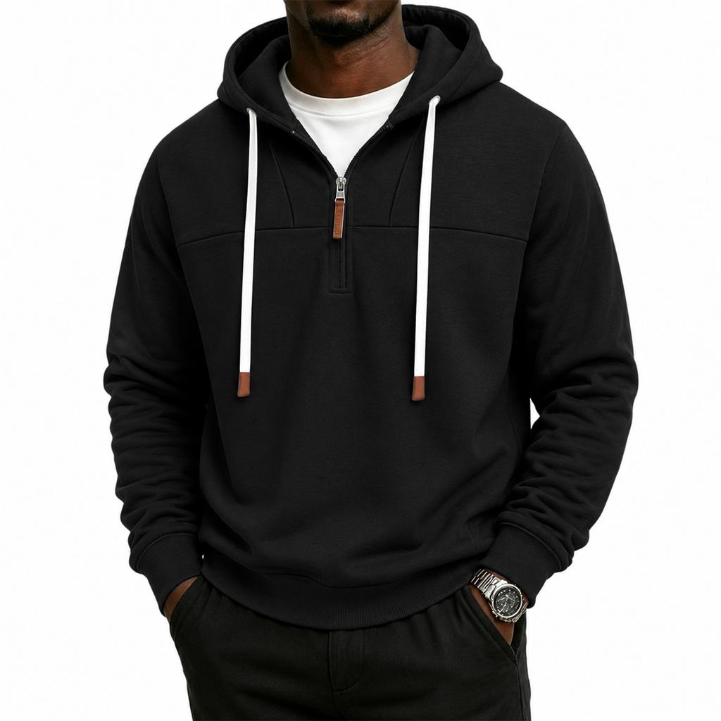 Men's Half Zip Pullover Hoodie Lined Casual Loose Fit Sweatshirt