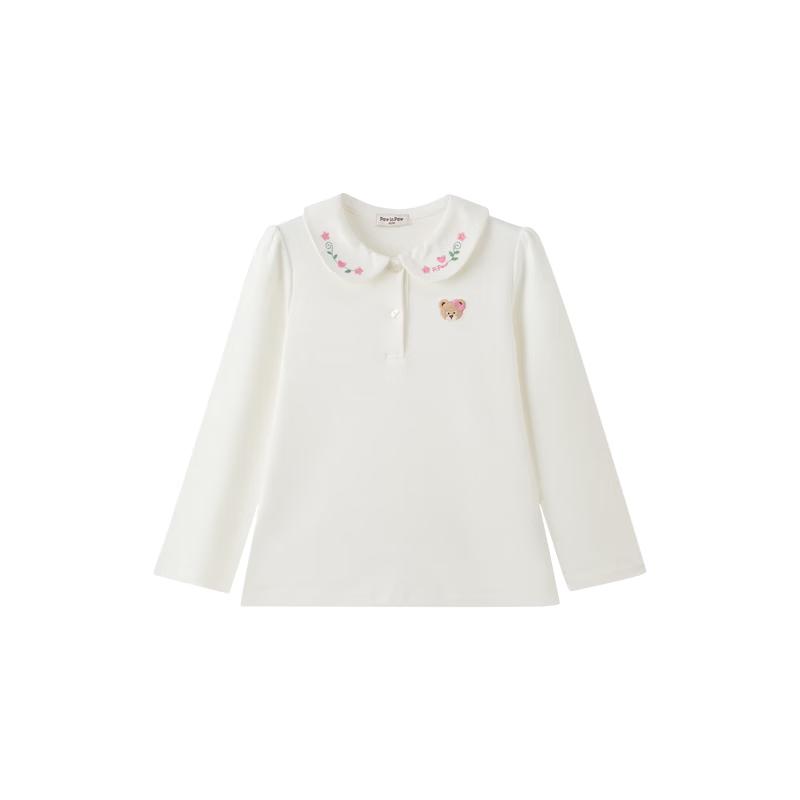 PawinPaw Girls' Cartoon Bear Long-Sleeve Lapel Shirt