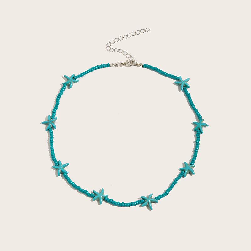Bohemian Beach Shell Conch Beaded Necklace For Women Summer Ocean Style Seashell Starfish Pendant Choker Vacation Party Jewelry