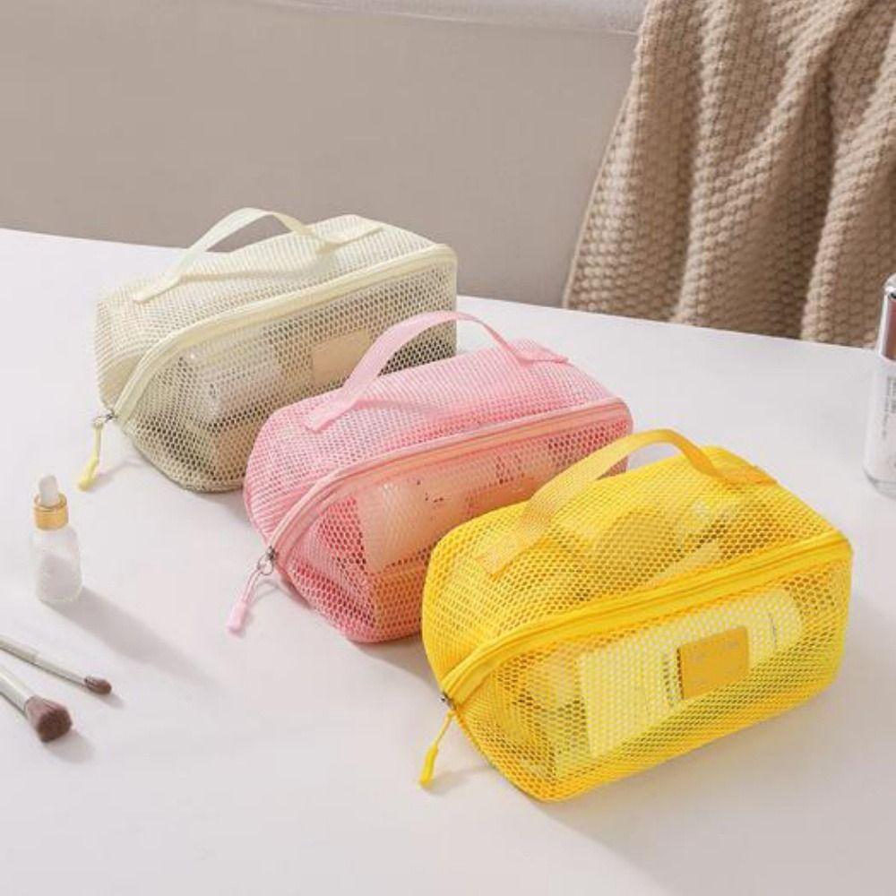 Multifunction Mesh Makeup Bag Transparent Ladies Toiletry Storage Bag