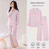 Pigiama da Donna a Maniche Lunghe in Cotone - Cardigan Monocolore per Primavera e Autunno