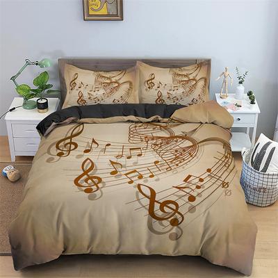 Funda nórdica con temática musical, funda de edredón de microfibra con símbolos musicales, juego de cama con estampado de piano y violín, tamaño individual, tamaño queen y king