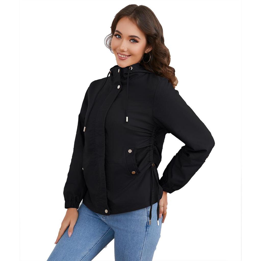 New Spring and Autumn Casual Windbreaker Women's Loose Windproof Jacket Hooded Long-sleeved Jacket