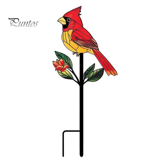 Elegant Yard Decoration Posts Metal Bird Garden Stake Decor, Weather Resistant Printed Flat Art Ornament, Rustproof Planter Non-fading Pot Insert for