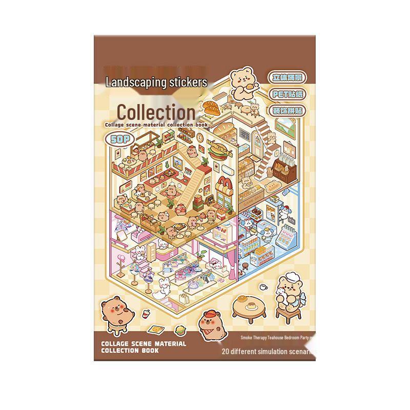 3D Miniature Scene Sticker Set - DIY Three-Dimensional House Puzzle