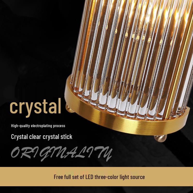 American Crystal Wall Lamp: Minimalist Nordic Stainless Steel Fixture for Living Rooms, Staircases, and Bedrooms.