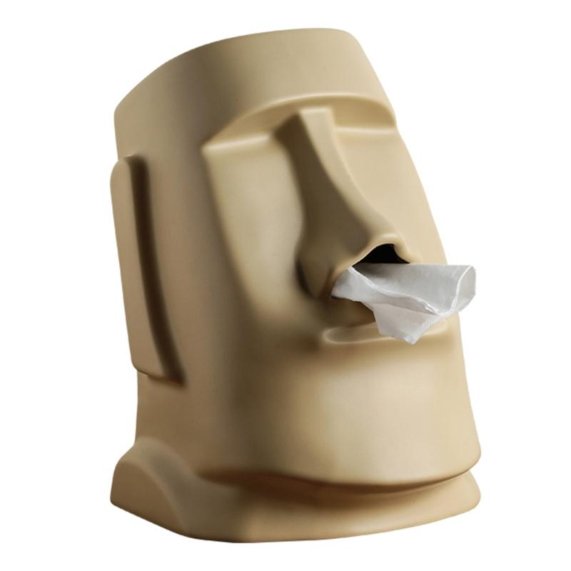 

для Креативного держателя бумаги Остров Пасхи Моаи Коробка для салфеток Каменная статуя Фигурка Моаи X3UC