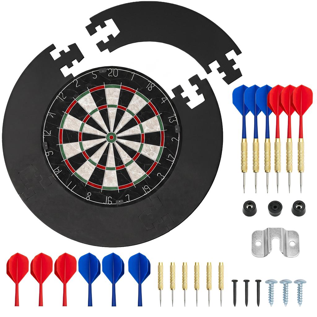 Sisal Dartboard, Professional, EVA Protective Ring, 6 Tip Darts, 71.5 x 3.8 cm, Black