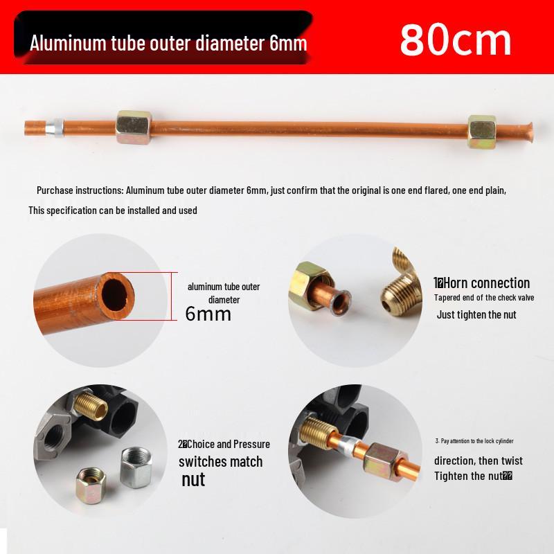 Compact Oil-Free Silent Air Compressor Kit with Elbow, One-Way Valve, Pressure Switch, Aluminum Tube, and Copper Intake Tube