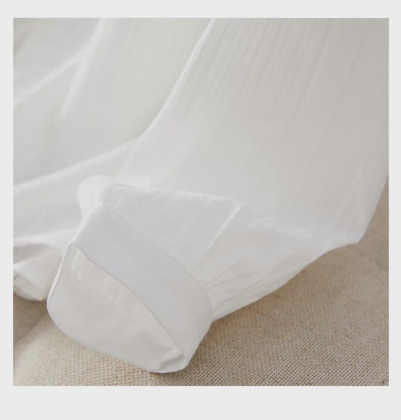 Lace Stitching White Women's Long Sleeve Shirt - Spring 2025 Commuter Style