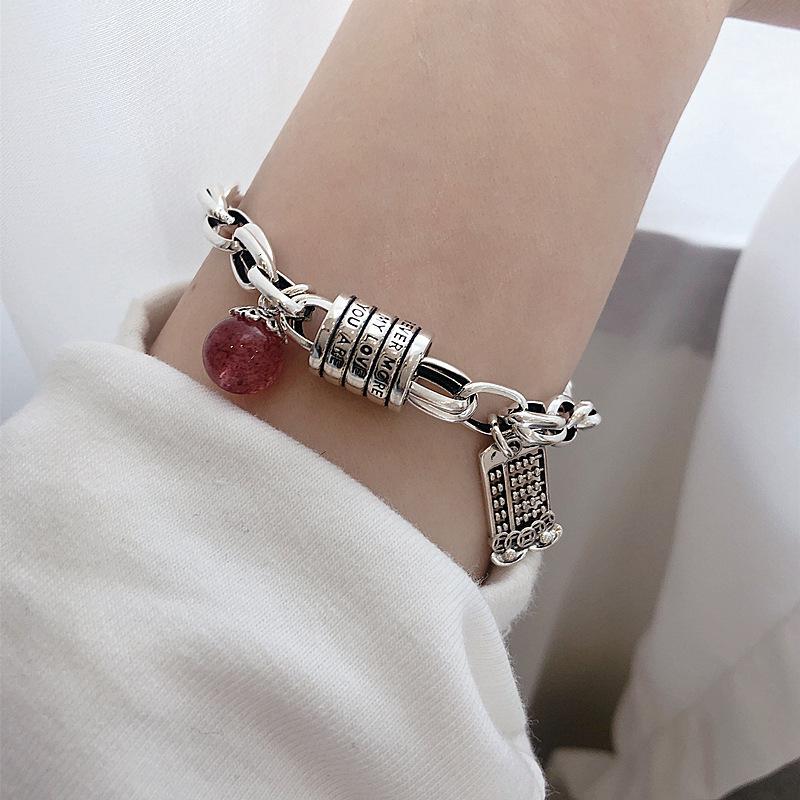 925 Sterling Silver Thai Silver Bracelet for Women Vintage Geometric Heart Love Lucky Punk Jewelry 2026 New