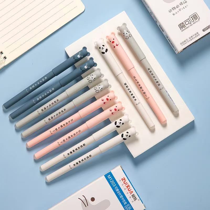 Kawai Cartoon Erasable Gel Pen for Primary School Students for Homework Magic Erasable Grade with Its Own Eraser Lovely School