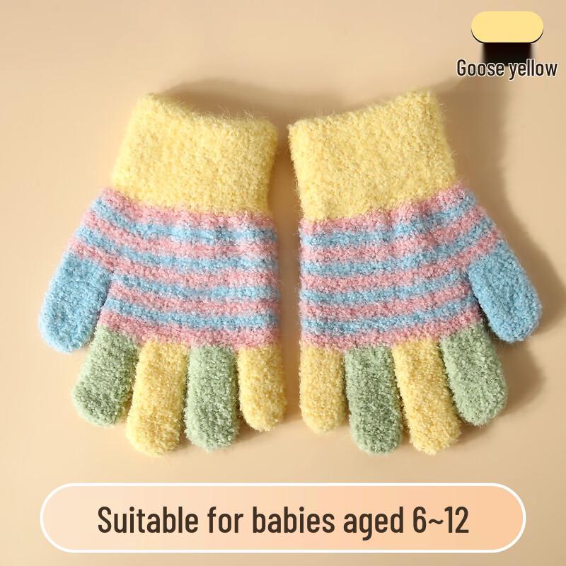 Warme Kinderstrickhandschuhe mit Streifen