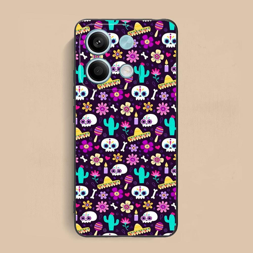 

Day of the Dead Matte TPU Mobile Phone Case for Xiaomi Redmi 15 14 13 12 A5 3 2 1 C Plus 4G 5G Colorful Printing Cover Redmi A1+