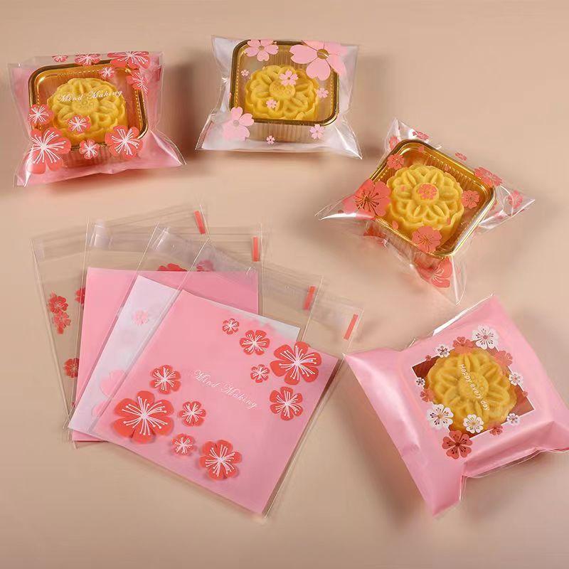 Frosted Mooncake Packaging Bag Cake Tray Self Sealing Handmade Soap Cookies Donut Snowflake Pastry Packaging Self-adhesive Bag