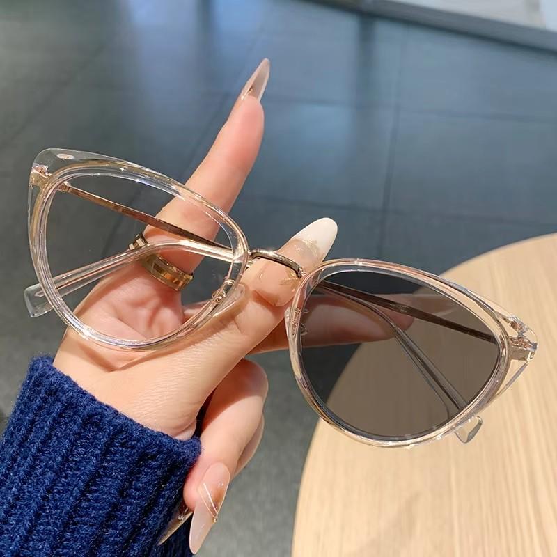 New Fashionable Color-Changing Anti-Blue Light Cat-Eye Glasses Frame Natural And Slimming Metal Frame 6004-1