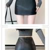 New 2025 High-Waisted Black PU Leather Bodycon Mini Skirt for Women – Sexy Korean Style for Autumn/Winter.