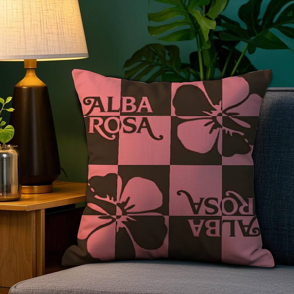 Fashion A-ALBA R-ROSA Pillow Case Home Double-sided Printing Short Plush Colorfast Microfiber Cushion Cover