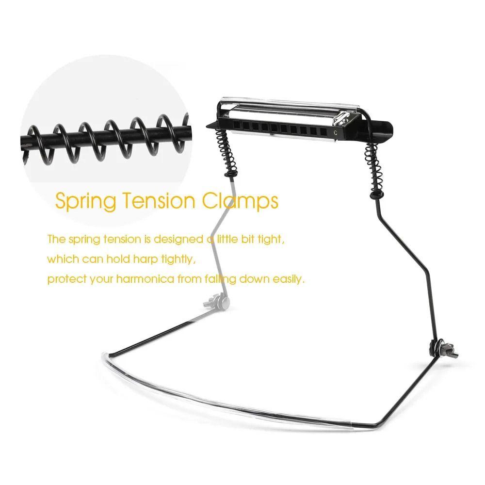 Adjustable Mouth Organ Stand Spring-tension Harmonica Neck Holder Harmonica Neck Rack  Beginner