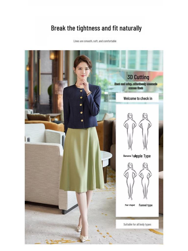 Women's 2025 Versatile Slim Fit Blazer & Skirt Set - Casual Solid Color Suit