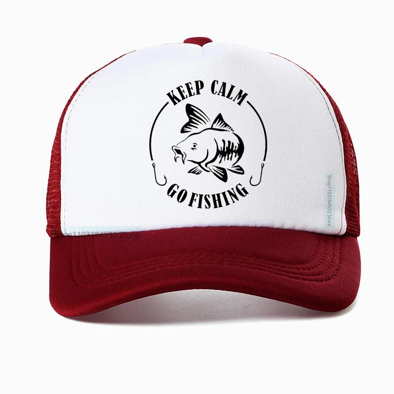 Keep Calm Go Fishing Unisex Baseball Cap High Quality Unisex outdoors hunting Fishing hat summer Mesh Sun Hat Spring Autumn visor Caps