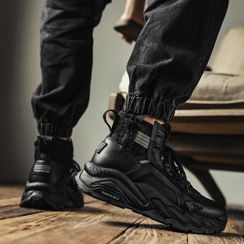 Pánské boty ZOKI Chunky Platform Vulcanized na platformě, prodyšné, z pudrové a síťované tkaniny, šněrovací tenisky, protiskluzové, s tlustým dnem, bojové boty