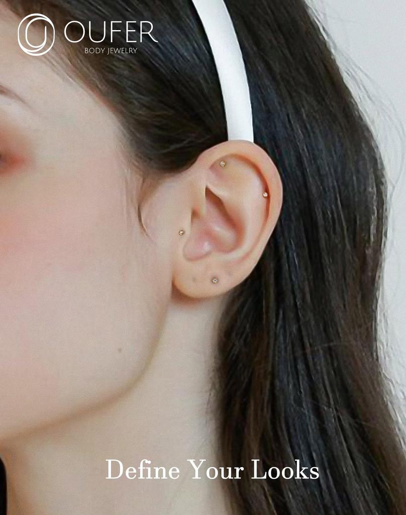 OUFER Body Piercing Titan 20G Lip Nose Piercing Stud 5681012mm Label Earring Jewelry Threadless Nose Bar Push-in Trague Conch Lobe Piercing Bar