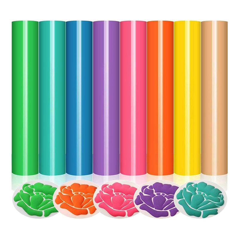 16X Transfer-8 Colors 3D Puff HTV Heat Transfer Vinyl 30X25cm Pastel Colored Puffy Iron-On Vinyl T-Shirt-B61B
