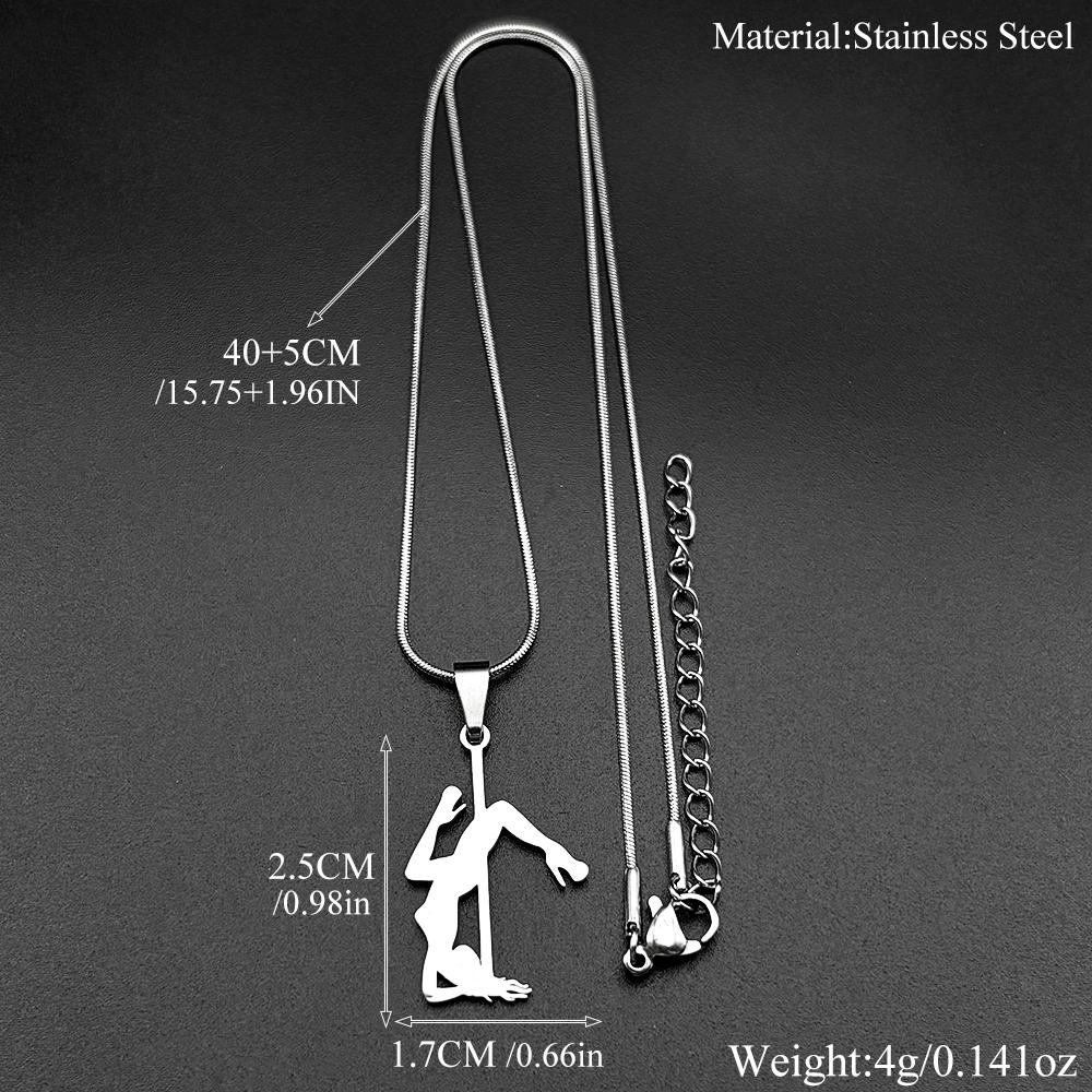 Catena Figure Pole Dance per Ragazze Donne Uomini Acciaio Inossidabile Colore Oro Arte Musicale Trendy Sportivo Ciondolo Collana Gioielli Regali